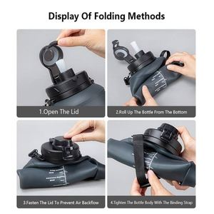 Bouteille d'eau en silicone pliable portable de 2 L avec poignée et couvercle à paille, design personnalisé pour le sport et les voyages - Product Image 3