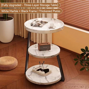 Modern 3-Tier Walnut <b>Side</b> <b>Table</b> <b>with</b> 60cm Height and Open <b>Storage</b> <b>for</b> <b>Living</b> <b>Room</b> and Bedroom - Product Image 5