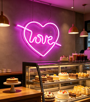 Lumière murale LED en forme de flèche de Cupidon rose, cœur d'amour, blanc chaud, décoration de la Saint-Valentin pour les fêtes, marque Yuntu, garantie 1 an