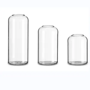 Vaso de vidro transparente decorativo, vaso de flores simples com cilindro