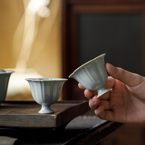 Guanlan Sky Blue Ru Kiln Ceramic <b>Tea</b> Cup Porcelain Stemless Small Cup For Kung Fu <b>Tea</b> <b>Set</b> - Product Image 1