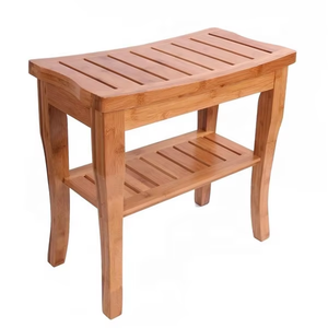 Eco-friendly Modern Bamboo Foldable 2-Tier <strong>Bathroom</strong> Shower Bench Spa <strong>Stool</strong> <strong>for</strong> Apartment Entry &amp; Hotel Use - Product Image 3