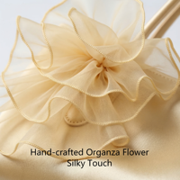 Sac fourre-tout de luxe en satin avec fleur en organza 3D, logo personnalisé, emballage cadeau style Balletcore, sac à main pour mariage, demoiselle d'honneur, événement, grand format