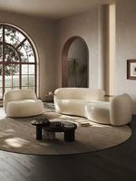 Juego de sofás curvos modernos muebles tela redonda blanca sala de estar sofá apartamento Boucle sofá semicircular