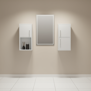 Armoire à pharmacie murale blanche à 2 niveaux 50x30 cm, étagères de rangement ouvertes en métal pour salle de bain - Product Image 2