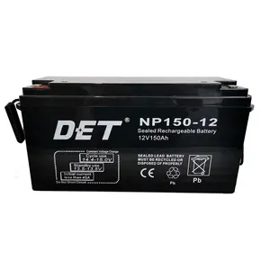 DET 12V150AH IP56 awet antigetaran lifepo4 baterai lithium ion besi fosfat sel baterai Kelas A untuk tata surya