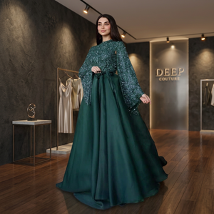 Elegant Emerald Green Polyester Lehenga Choli with Glitter Print Floor-Length Loose Fit for Wedding <b>Women</b> India Pakistan Style - Product Image 2