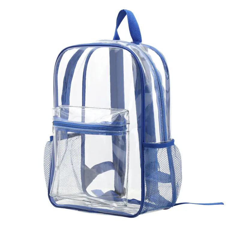 Özel stadyum onaylı şeffaf okul sırt çantası kadın erkek seyahat sırt çantası torba PVC TPU sırt çantası çocuklar temizle plastik torba