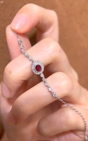 Bracelet de pierres précieuses rubis de sang de pigeon naturel en or blanc 18 carats de conception de luxe pour les femmes bijoux de mariage/fête avec certificat GRC