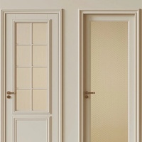 Porte en bois massif pré-montée Senger French en chêne blanc, étanche, avec insert en verre simple, pour maisons, chambres et bureaux