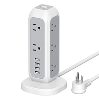 Multiprise Tour Électrique Américaine avec Protection Contre les Surtensions, Bloc de Voyage avec Ports USB 15A SDK