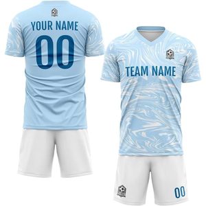 เสื้อฟุตบอลสั่งทำพิเศษสำหรับผู้ใหญ่และเด็ก  ปรับแต่งชื่อทีมและหมายเลขได้  คอวี  ระบายเหงื่อได้ดี  ผลิตด้วยเทคนิคการพิมพ์แบบซับลิเมชั่น - Product Image 2