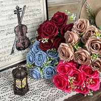 Bouquet de roses artificielles à neuf têtes, style Concubine Impériale, pour décoration de mariage