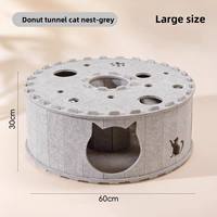 Lit tunnel pour chat d'intérieur, grande capacité, en forme de pneu de donut, avec fermeture éclair, amovible, lavable et résistant aux rayures