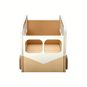 Organisateur de rangement pour jouets en bois rectangulaire moderne <span class=keywords><strong>sur</strong></span> roulettes, <span class=keywords><strong>coffre</strong></span> pour tout-petits avec grande capacité, bac à livres personnalisé blanc - Product Image 5