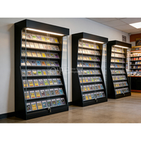 Vitrine d'exposition pour cartes sportives, best-seller, en verre LED et cadre en aluminium, pour magasin de tabac