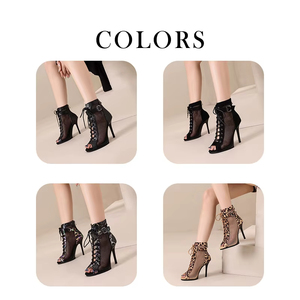 Chaussures de danse sexy à plateforme pour femmes, bottes de danse de salon, jazz, pole dance, style urbain, sandales à talons aiguilles en maille ajourée, stables - Product Image 3