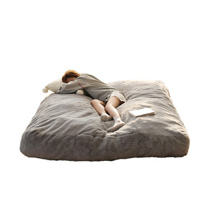 Beanbag <b>Sofa</b> <b>Bed</b> Round Sponge Filling Multifunctional <b>Folding</b> Chair For Children And Adults Gray Plush Cover - Product Image 4