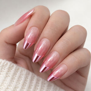 Lot de 15 <span class=keywords><strong>faux</strong></span> <span class=keywords><strong>ongles</strong></span> à presser de haute qualité, style français, en ABS, avec <span class=keywords><strong>colle</strong></span> gelée personnalisée, forme amande – Nouvelle collection - Product Image 3