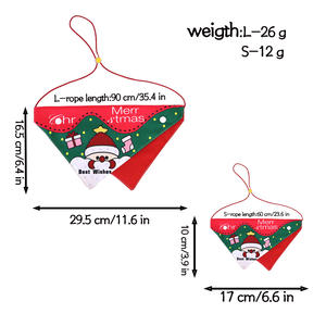 جودة عالية فاخرة عيد الميلاد عطلة قابل للتعديل القط الكلب باندا عيد الميلاد قصب الحيوانات الأليفة طباعة وشاح مثلث منديل - Product Image 4