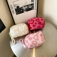 Nouvelle Arrivée 2026 : Trousse de Maquillage Jacquard en Peluche pour Femme, Pochette de Voyage Simple avec Fermeture Éclair, Organisateur de Maquillage, Mini Porte-Monnaie Doux