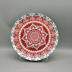 <span class=keywords><strong>Vaisselle</strong></span> en grès de style bohème avec imprimé mandala rouge et bol <span class=keywords><strong>turquoise</strong></span> uni - Product Image 3