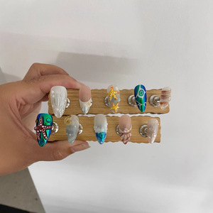 Ongles longs à pression motif monde océanique peint à la main, vente chaude transfrontalière Europe États-Unis, peau claire - Product Image 2