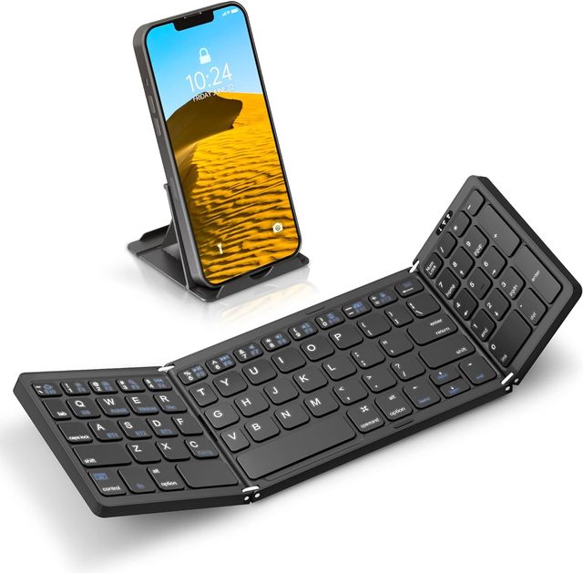 Black mac Type Keyboard Folding bluetooth Keyboard Mini Fold Portable Keyboard for Laptop ipad 9th Generation