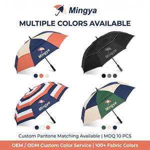 Parapluie droit surdimensionné à double couche, résistant au vent (75 mph), imperméable, avec armature en fibre de verre à 8 baleines, couleur personnalisée, logo au choix - Product Image 3