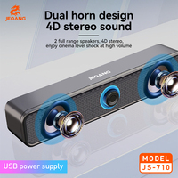 Speaker Soundbar JS-710 RGB Berkabel, Daya USB, Stereo 4D untuk Komputer Desktop, Gaming & Kantor