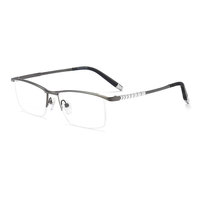 Gafas de Titanio Puro de Alta Calidad con Media Montura para Hombre, Nuevas Gafas Profesionales Ópticas de Negocios Ultraligeras con Diseño de Patchwork