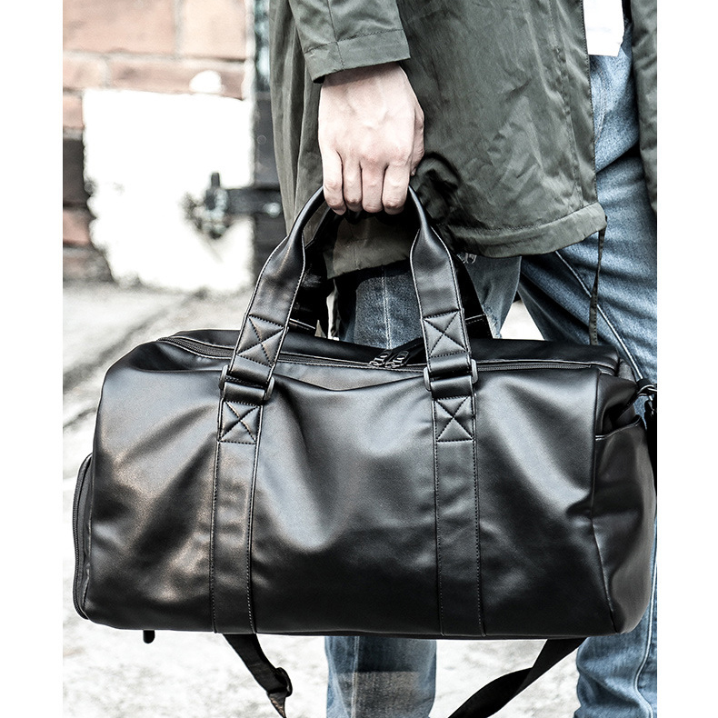 Men's Waterproof Leather Gym & Travel Bag – Duffel with Shoe Compartment - View 2