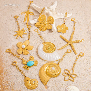 Ocean & Flora Bikini Charm | 18K PVD Gold Plated Stainless Steel Shell Flower Starfish Bikini <b>Clip</b> Pendant | Waterproof, Durable - Product Image 2