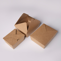 Biologisch afbreekbare wegwerp takeaway doos van kraft, opvouwbare lunch bento container met lipje, OEM aangepaste logo, groothandel, eco-vriendelijke voedselverpakking