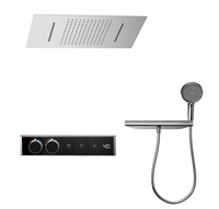 Système de douche numérique 3 voies noir mat 630*330 avec robinetterie thermostatique pour salle de bain et affichage numérique