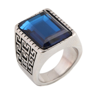 Anillo Geométrico para Hombre de 7MM con Bisel de Piedra Roja, Joyería de Moda, Regalo - Product Image 5