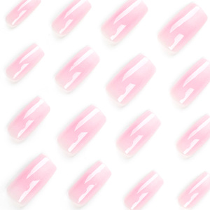 Suministros para Técnicos de <span class=keywords><strong>Uñas</strong></span> al por Mayor: <span class=keywords><strong>Uñas</strong></span> Postizas Cuadradas Rosa Nude Brillante con Borde Francés Ombré <span class=keywords><strong>Blanco</strong></span>, Diseño Simple y Limpio para Uso Diario - Product Image 3