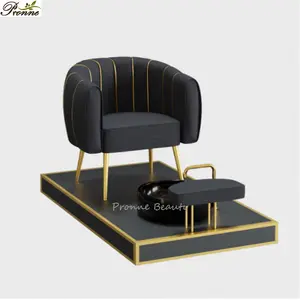 קומפי יופי טרקלין קלאסי שחור & זהב עור מפוצל רגל ספא פדיקור כיסא למבוגרים