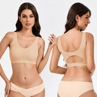 Soutien-gorge sans fil sans couture pour femme, push-up, fin, uni, doux comme un nuage, respirant, dos découpé, avec maintien doux, tricoté