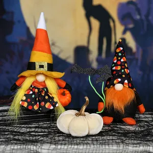 Gnomi Halloween arancione gnomi neri con zucca Halloween strega bambole senza volto ornamento per la casa per Halloween