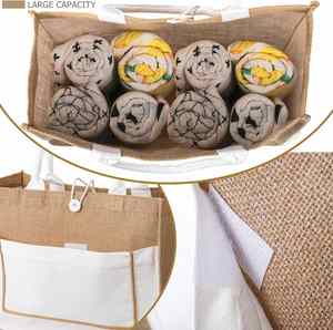 Grands sacs fourre-tout en jute avec poignées en toile de jute pour femmes, pour la plage, les mariages, les courses, les demoiselles d'honneur, les voyages et le shopping - Product Image 4