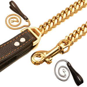 <span class=keywords><strong>Correa</strong></span> para <span class=keywords><strong>Perro</strong></span> de Acero Inoxidable Resistente, <span class=keywords><strong>Manos</strong></span> <span class=keywords><strong>Libres</strong></span>, con Remaches Fuertes y Sólidos, Color Dorado, con Logotipo Personalizado - Product Image 3