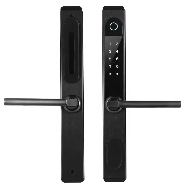 Waterproof Tuya WiFi App Smart GPS Door Lock Biometric lock fingerprint door handle Digital Keyless locking Plate