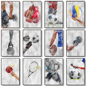 Affiche abstraite de football américain toile peinture gants de boxe haltérophilie Sport mur photo pour salle de sport décoration de la maison - Product Image 2