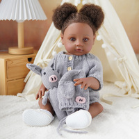 Poupée Reborn de 18 pouces en peau noire, poupée nouveau-né réaliste, jouet compagnon, cadeau pour enfants