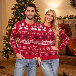 <span class=keywords><strong>Pull</strong></span> à manches longues pour homme FNJIA, imprimé flocons <span class=keywords><strong>de</strong></span> neige et rennes, pour Noël, automne-hiver, rouge, style « Ugly Xmas Sweater » - Product Image 2