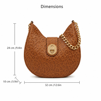 Sac Hobo Femme 3436 Motif Léopard en Cuir Gaufré Caramel avec Boucle Dorée et Chaîne Épaisse – Grand Sac à Bandoulière