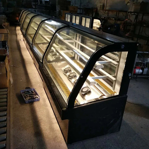 Vitrine Réfrigérée en Verre Double Arc Effet Marbre avec Plateau en Verre, Porte Coulissante, pour Pâtisserie et Café - Product Image 2