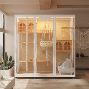 Offre Spéciale luxe <span class=keywords><strong>chat</strong></span> en bois Villa Cage intérieur extérieur grande maison <span class=keywords><strong>pour</strong></span> animaux de compagnie avec plate-forme <span class=keywords><strong>pour</strong></span> jouer et dormir en gros personnalisé - Product Image 6