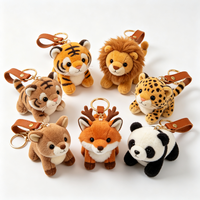 Porte-clés en peluche mignon animaux sauvages de la forêt, mini-breloque en peluche douce (tigre, renard, léopard, cerf, lion) pour sac